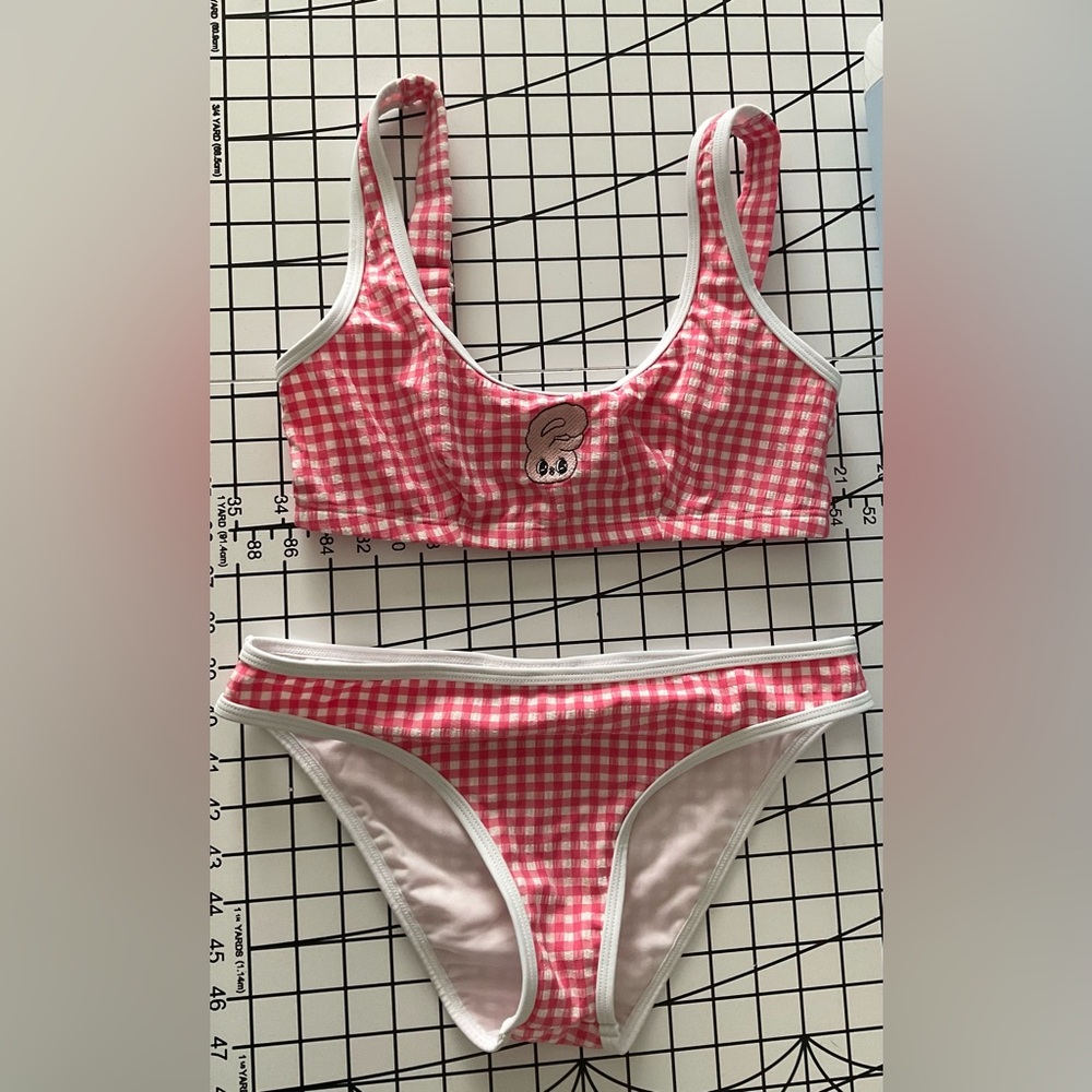 Lazy Oaf x Esther 2 piece gingham bikini size uk 8